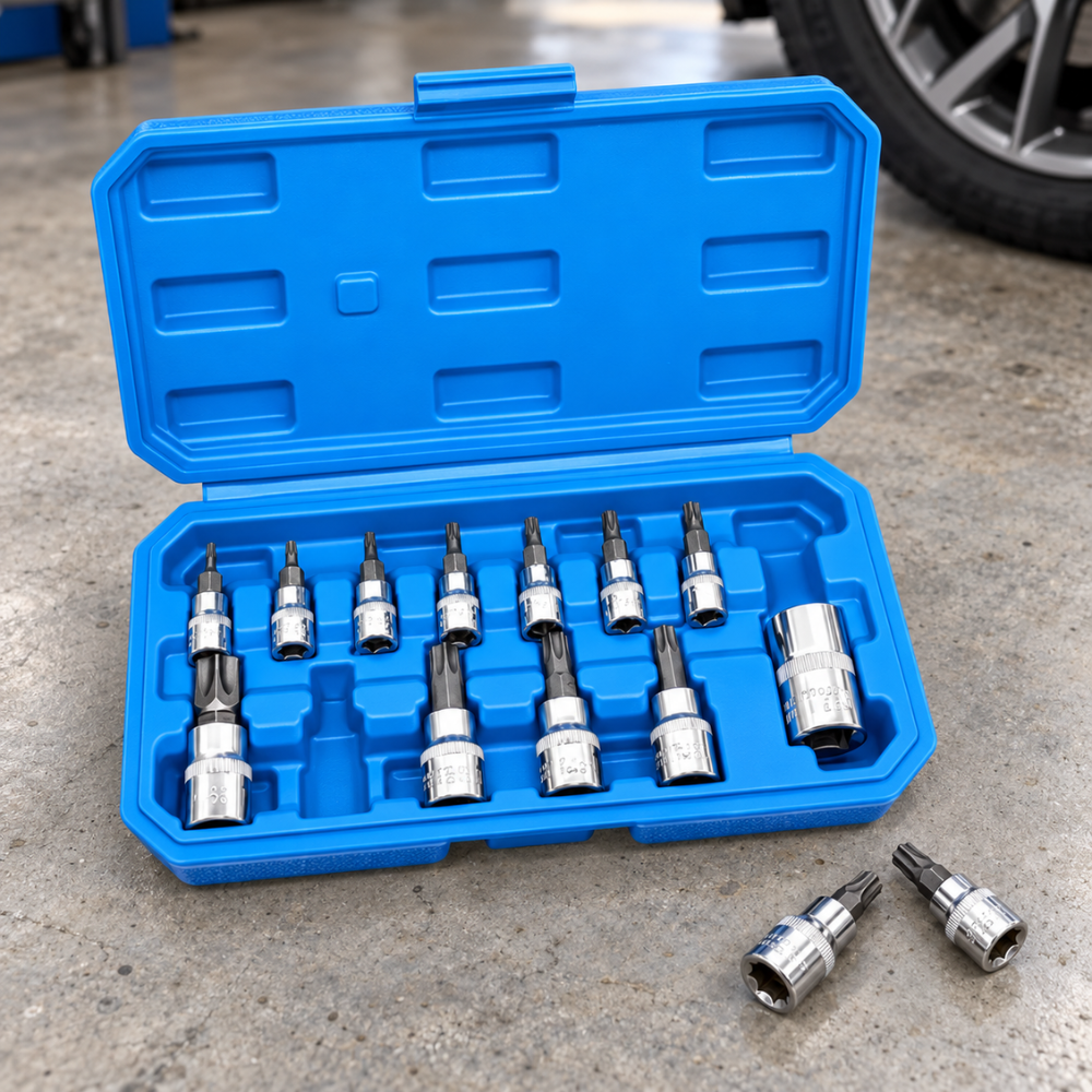 Coffret Douilles Torx T8 à T70 13 Pièces 1/4" 3/8" 1/2"