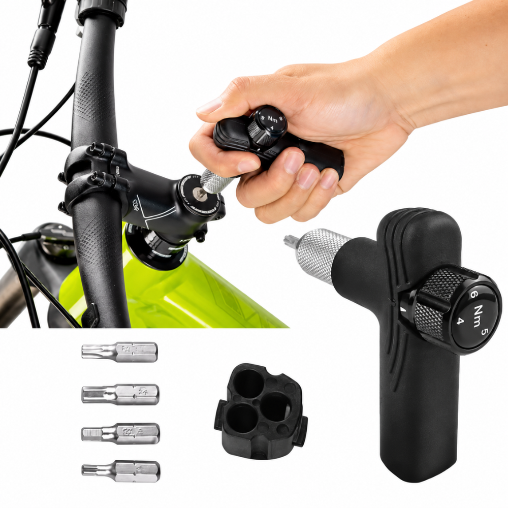 Clé Dynamométrique Vélo en T 4, 5 et 6 N.m avec Embouts
