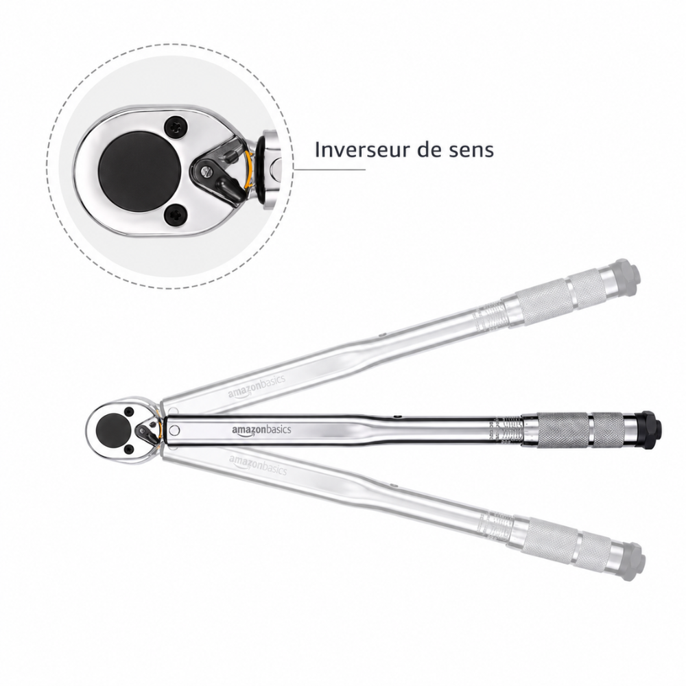 Clé Dynamométrique Réglable 1/4" 3/8" 1/2" avec Coffret