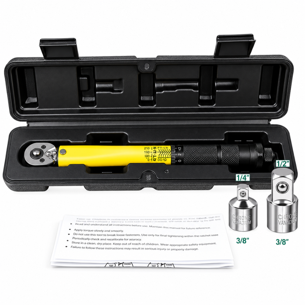Clé Dynamométrique 3/8" 10-140 N.m Moto & Voiture avec Coffret