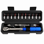 Clé Dynamométrique 1/4" 2-24 N.m Vélo & Moto, Kit 15 Pièces avec Coffret