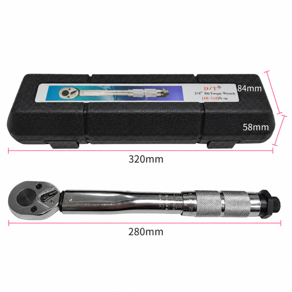 Clé Dynamométrique Réglable 1/4" 3/8" 1/2" avec Coffret